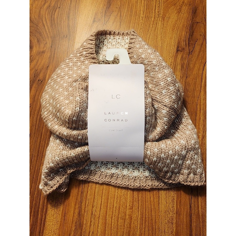 LC Lauren Conrad Knit Cowl Scarf Birdseye Hearts Adobe Rose 3 Way Wear